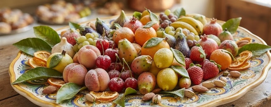 Vassoio di frutta martorana, dolci di pasta di mandorle